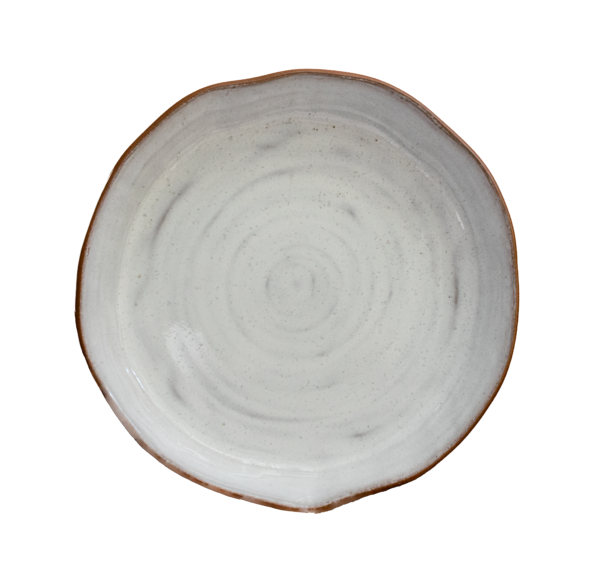Plato Marea irregular terracota esmaltado blanco 24×4,5 cm