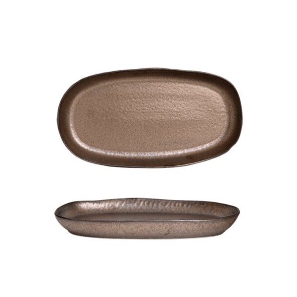 PLUMA BANDEJA OVAL 29X17CM BRONCE