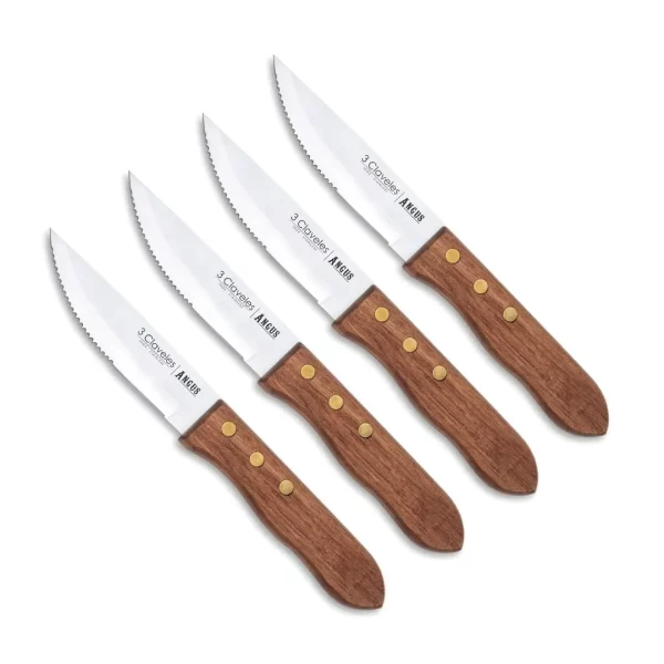 3 CLAVELES ANGUS CUCHILLO CHULETERO SET 4 UNIDADES