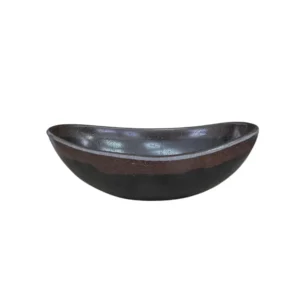 ARCILLA NEGRA BORDE MARRON BOL OVAL 17X10X6CM