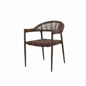 ITALIA SILLA ALUMINIO OXIDO MARRON TRENZADO COLOR NOGAL
