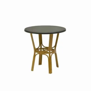 MAUI MESA PATAS BAMBU CON TABLERO REDONDO TOP TEXTURA NEGRO Ø70X H75CM