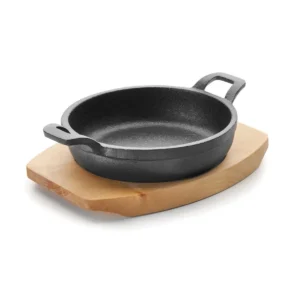 HIERRO FUNDIDO CACEROLA 18,5 CM CON BASE DE MADERA