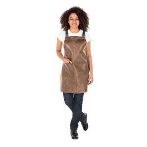 DELANTAL CON PETO UNISEX CUERO 74X70 CM CAMEL