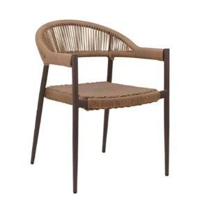 ITALIA SILLA ALUMINIO OXIDO MARRON CON TRENZADO NATURE