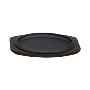 HIERRO FUNDIDO PLATO OVAL CON MADERA 32X22CM