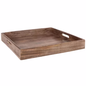 MADERA ENVEJECIDA BANDEJA APILABLE CON ASA 46X33X H5CM