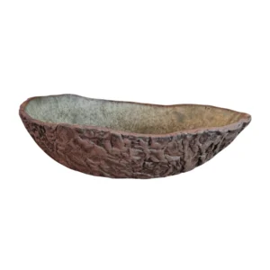 ARTESANO RAÍZ GLOBO PLATO TEXTURA FUERA ESMALTE MATE VERDE 23CM