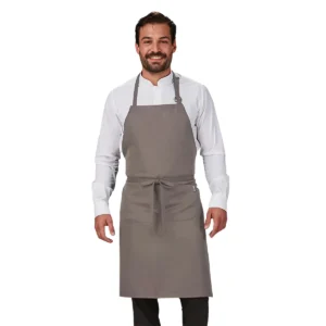 DELANTAL CON PETO Y BOLSILLO UNISEX CENIZA