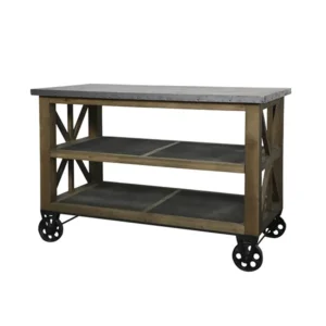 CARRO DE SERVICIO CON RUEDAS MADERA METAL 120X60X H90CM