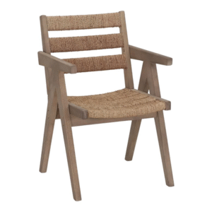 ANDES SILLA MADERA Y CUERDA NATURAL 54x58x85 cm | Altura del asiento: 44 cm | Reposabrazos: 67 cm