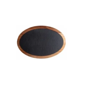 PIZARRA CON BASE MADERA OVALADA 30X20CM