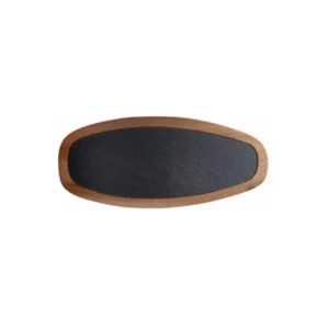 PIZARRA CON BASE MADERA OVALADA 30X13CM