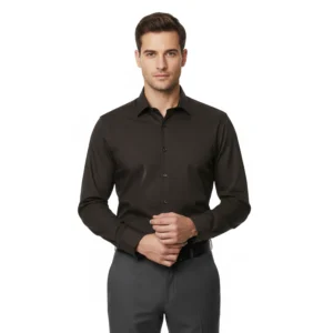 CAMISA HOMBRE MARRON CHOCOLATE ENTALLADA