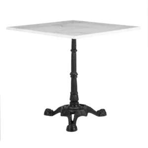 MESA MÁRMOL BLANCO CON PIE PARISINO 70X70X H71CM