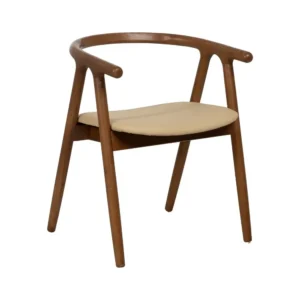 SILLA DE MADERA DE OLMO CREMA Y MARRON 47X H76 CM