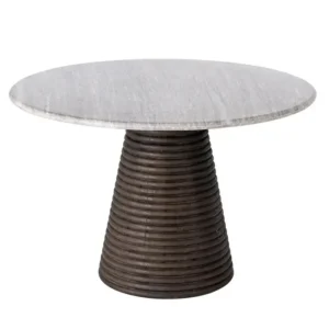 MESA REDONDA MÁRMOL Y MADERA 115X H76CM