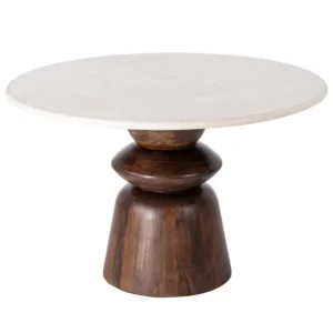 MESA REDONDA MARMOL Y MADERA 120X H76CM