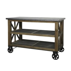 CARRO DE SERVICIO CON RUEDAS MADERA METAL 120X60X H90CM