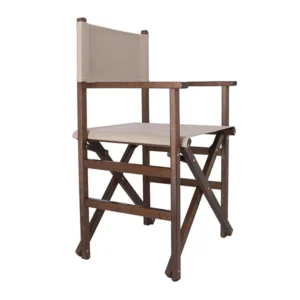 SILLA PLEGABLE MADERA NOGAL Y LONA CRUDO
