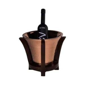 CHAMPAÑERA DOBLE PARED COBRE 27X H25CM ( 4 LITROS) + BASE DE MADERA