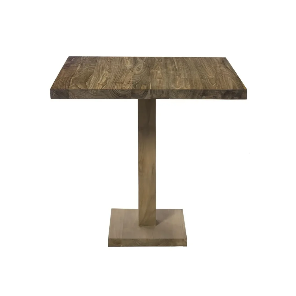 MESA MADERA NATURAL TECA 70X70X H75CM