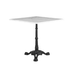 MESA MÁRMOL BLANCO CON PIE PARISINO 70X70X H71CM