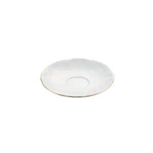 ARMONÍA PLATO CAFÉ BLANCO BORDE DORADO 12CM