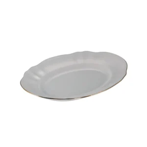 ARMONÍA PLATO OVAL BLANCO BORDE DORADO 24X18CM