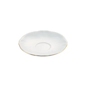 ARMONÍA PLATO CAFÉ BLANCO BORDE DORADO 15CM