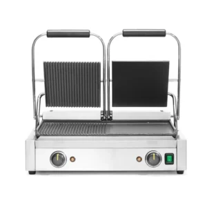 PARRILLA DE CONTACTO DOBLE (MITAD LISA , MITAD ACANALADO) 230V/3600W, 570x375x(H)216mm