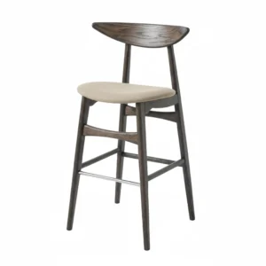 ROBLE MACIZO TABURETE PREMIUM DANESA ACABADO MADERA SMOKE TELA ANTIMANCHA ARENA ALTURA AMERICANA (65CM ASIENTO)