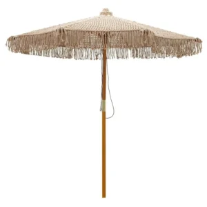 BOHO PARASOL PROFESIONAL MADERA DE ROBLE Y MACRAMÉ 2,5M