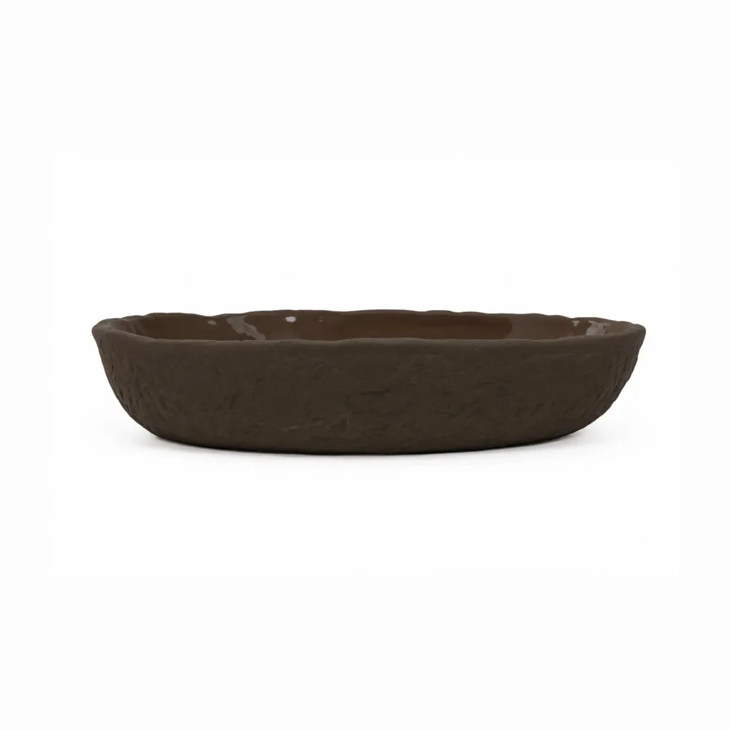 ROCA PLATO HONDO 23X4,5CM MARRÓN CHOCOLATE INTERIOR ESMALTADO
