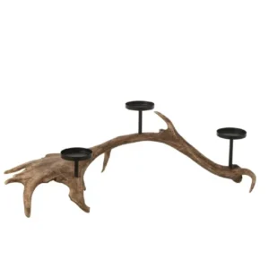 CANDELABRO CUERNO POLIRESINA MARRÓN 62.5X34.5X H22CM