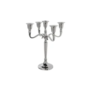 CANDELABRO ACERO INOX 5 CABEZALES H27CM