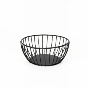 PANERA CESTA METAL NEGRA 17,5X H8CM