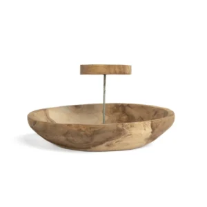 PORTAVELAS MADERA NATURAL 29X H11CM